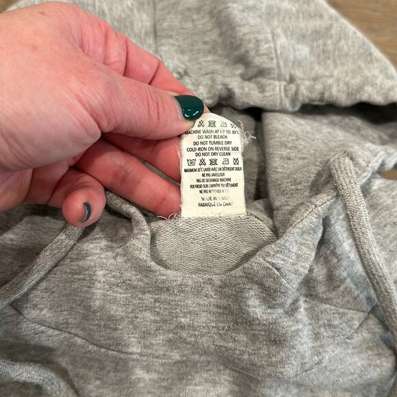 ZYIA ACTIVE Heathered Gray Raw Edge Cropped Pullover Cotton Gym Hoodie Size XS - Picture 9 of 11